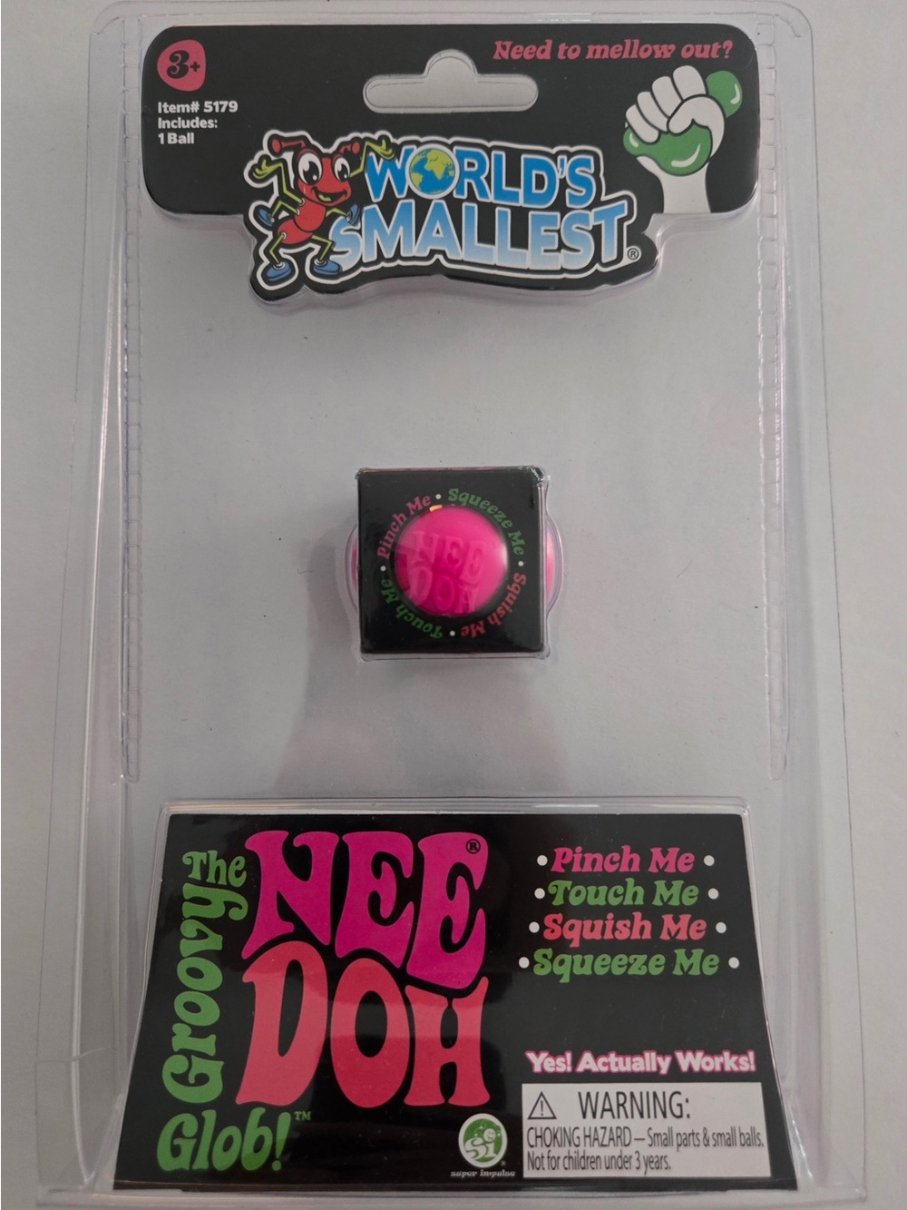 Nee Doh world smallest  Glob! Mini Pink Stress Ball